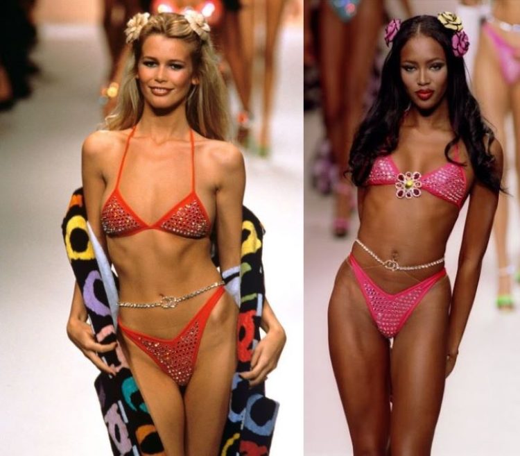 1995_Claudia Schiffer and Naomi Campbell_evolyutsiya bikini